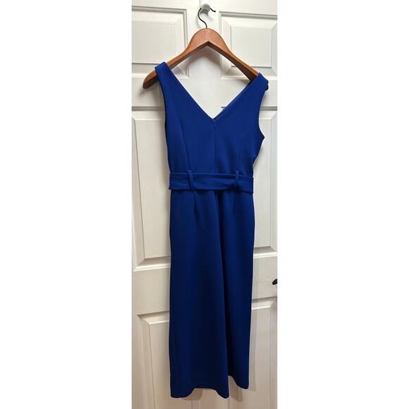 Tahari Tie Waist Crepe Wide Leg Jumpsuit in Vibrant Cobalt, Size 6 - Picture 3 of 6